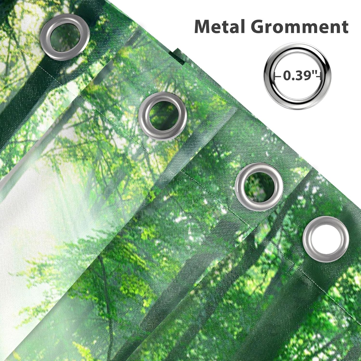 Renaiss 72x84 Inch Nature Forest Sunlight Shower Curtain Green Grass Jungle Straight Tall Trees Sunshine Nature Landscape Fabric Shower Curtains for Bathroom Decor Polyester Waterproof with Hooks