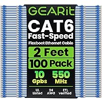 Vista 22 de GEARit Paquete de 100 cables de conexión Cat6 de 1 pie, cable Ethernet Cat 6 sin enganches, flexible y suave, serie premium, color azul