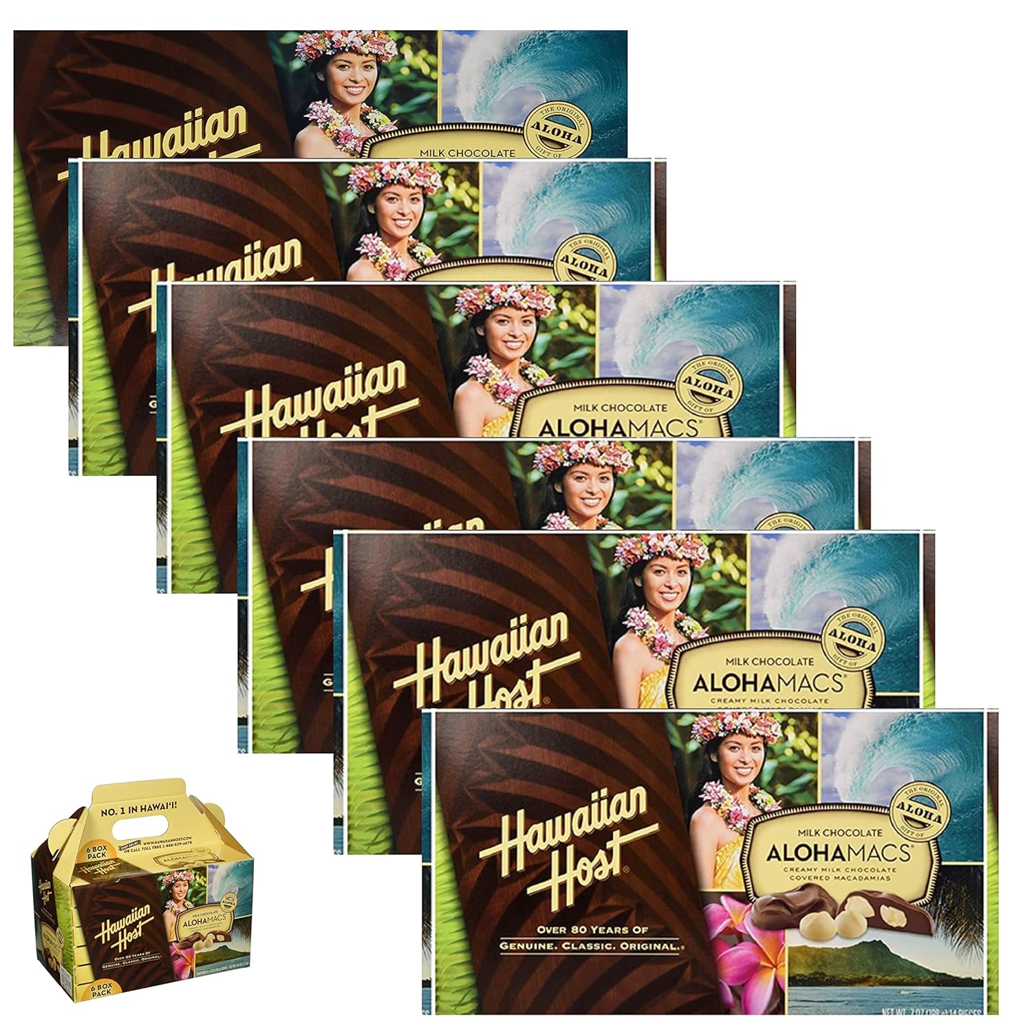 Hawaiian Host Milk Chocolate Covered Macadamia Nuts 42 Ounce (Set of