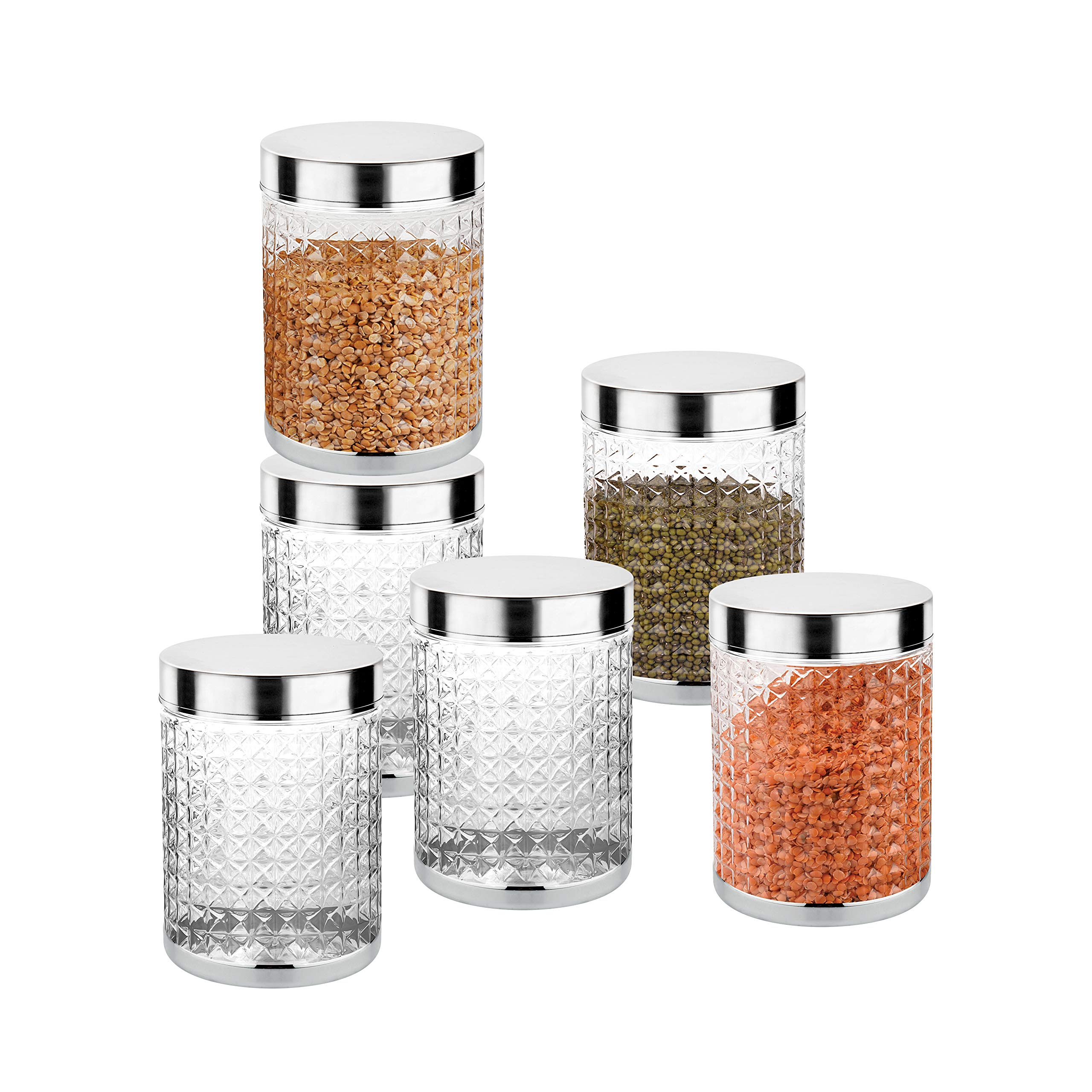 SKY Hector Celebration 6 Pcs Storage Pet Container Gift Set for Kitchen,(2200 ml x 6, Silver) (B0846JNNNB) Amazon Price History, Amazon Price Tracker