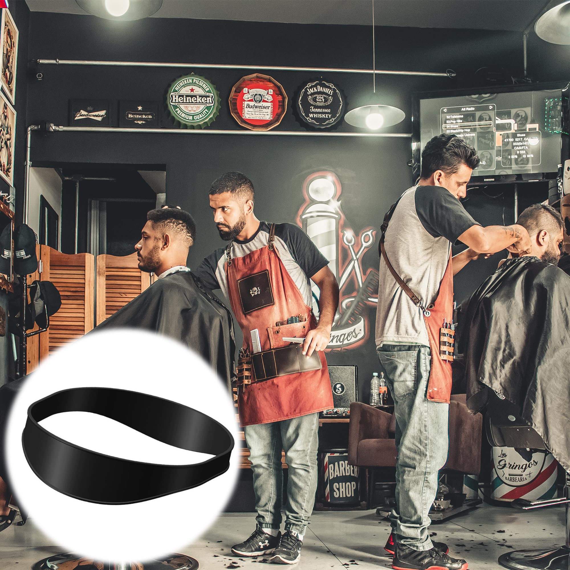 Banda de Corte de Pelo de Silicona, Guía Curvada para Afeitar, Plantilla de Afeitado Fácil, Autocorte de Cabello (Negro)