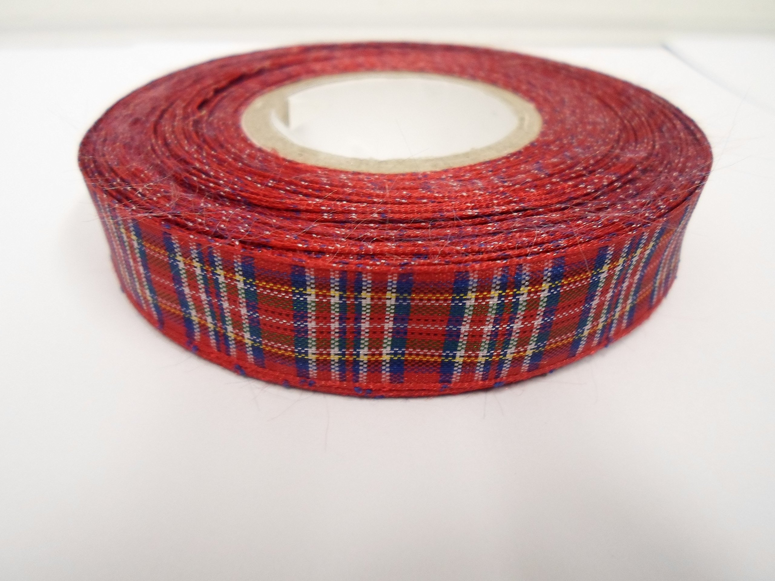 2 metres (Cut from Reel) x 16mm Tartan Ribbon Red Classic Royal Stewart Double Sided 16 mm 5/8" 1/4" 1.6cm
