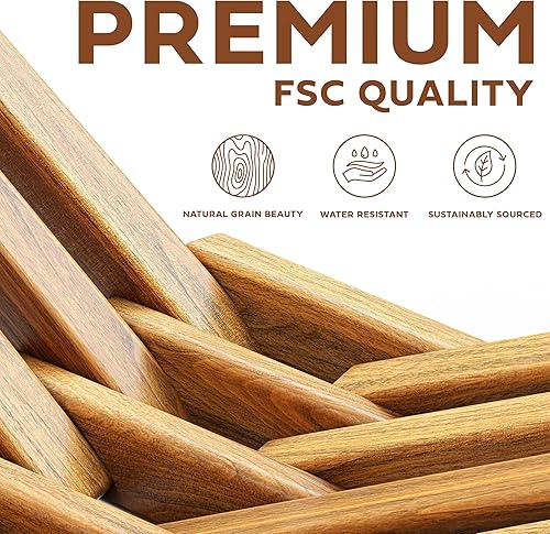 Miniatura 9 de Melino 2 sillas plegables de madera Tamarack, sillas Adirondack de bajo perfil de acacia con certificación FSC, silla plegable de madera para