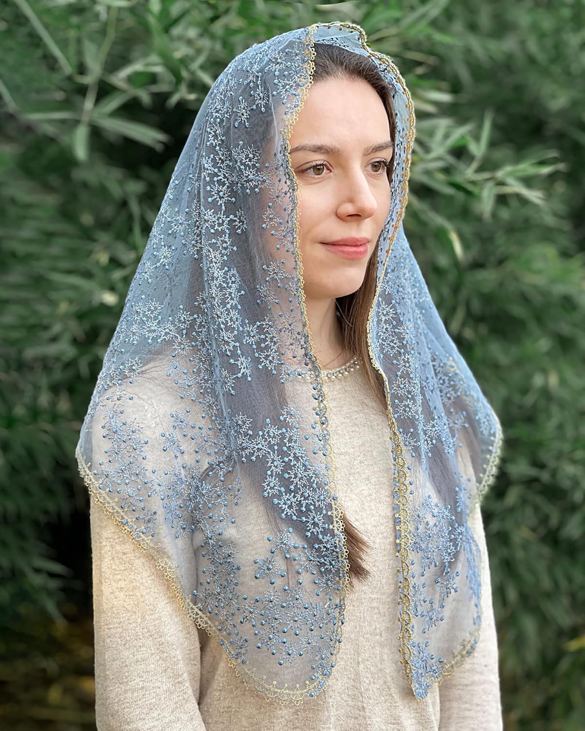 Mantveil Catholic Church Veils for Women: Traditional Lace Mantilla Chapel Veil Latin Mass Head Coverings with Clip - Image 5