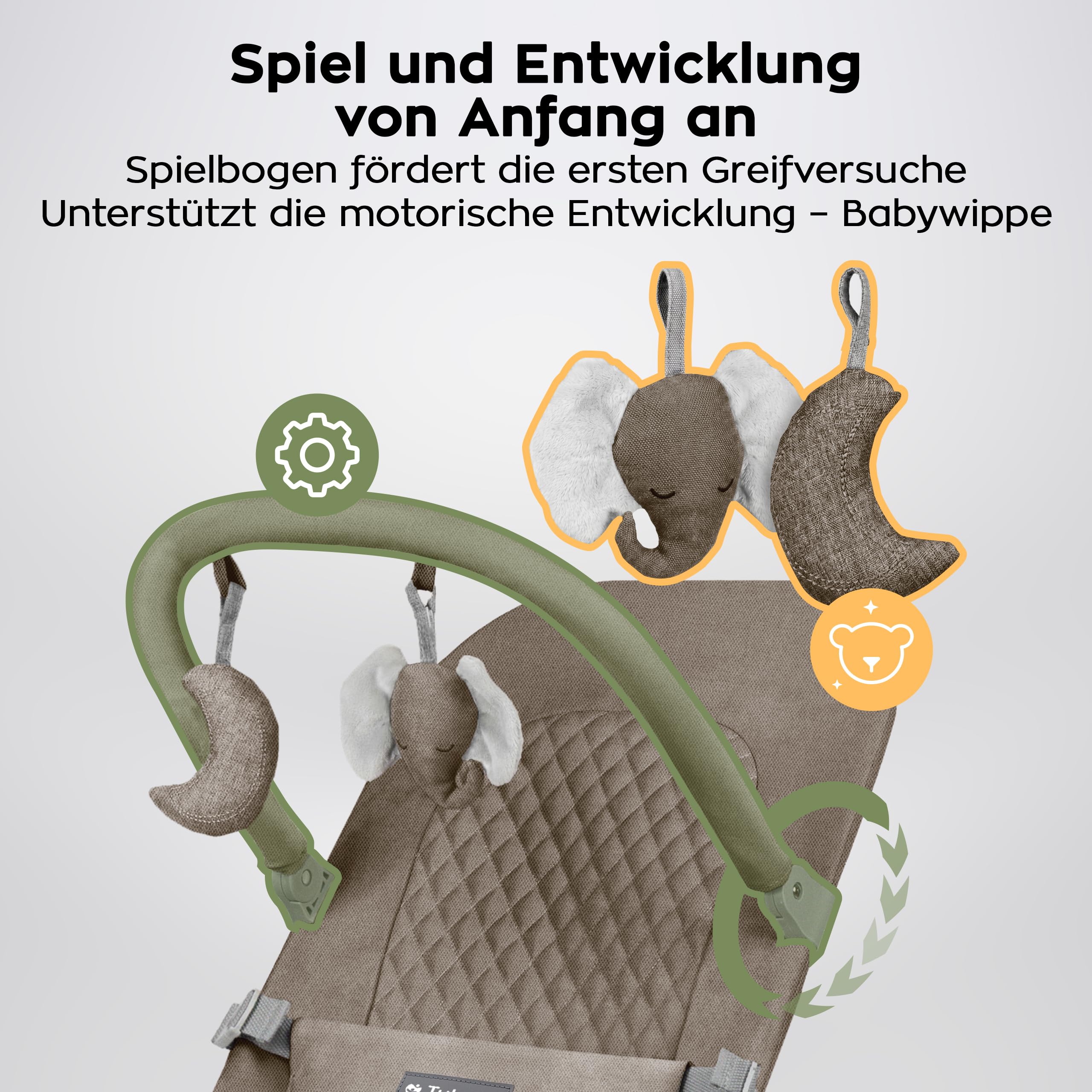 Tulano Moon 30 Ergonomische Babywippe - Babyschaukel für Kleinkinder - Beige