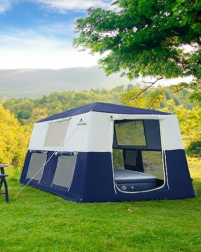 Tiendas inflables de 14.1 x 6.5 x 9 pies para campamento, tienda de campaña portátil para 6810 personas, impermeable, resistente al viento, fácil