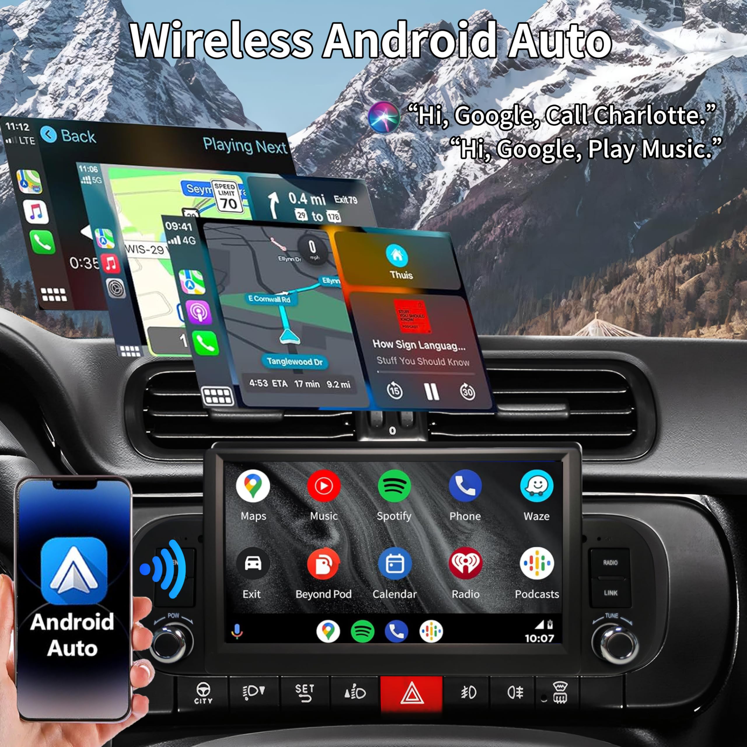 Autoradio per Fiat Panda 2013-2020 con Carplay/Android Auto/Mirrorlink Radio Schermo tattile Supporto, Bluetooth/FM/AM/USB/EQ 7 pollici Touchscreen