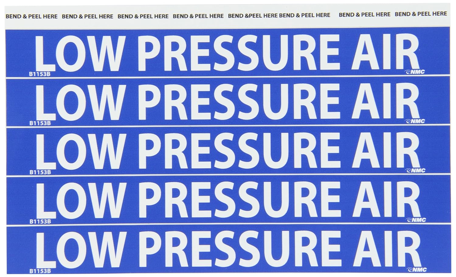 NMC B1153B Pipemarkers Sign, Legend "LOW PRESSURE AIR", 9" Length x 1