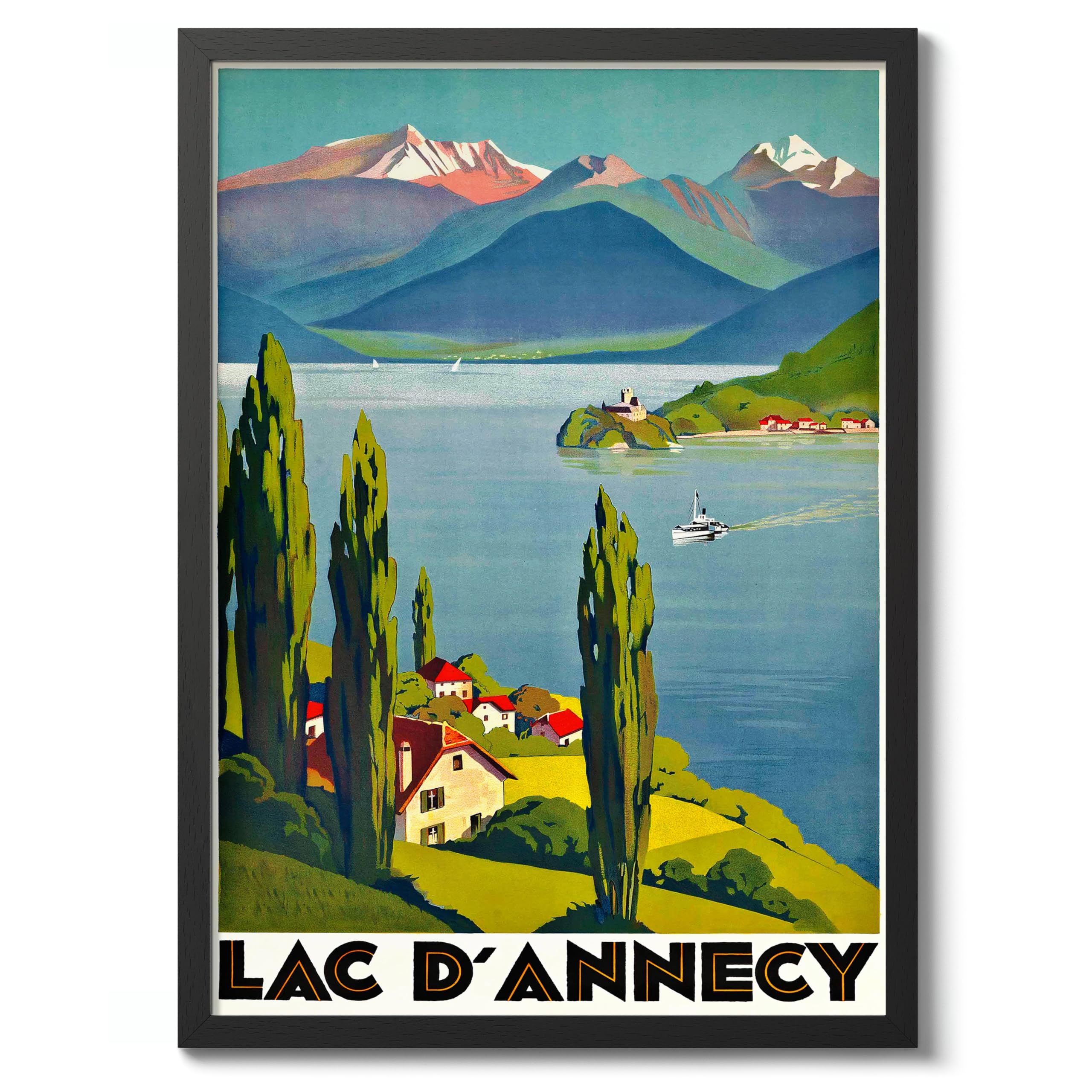 Lake Annecy, France Vintage French Travel Poster, Retro France Tourism Print, Holiday Home Decoration Wall Art, 50x70cm (Print Only) - 50x70cm