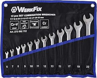 WERKFIX Set 12 Chiavi Inglesi Combinate 6-22 mm. Chiavi a Forchetta Fisse ad Anello
