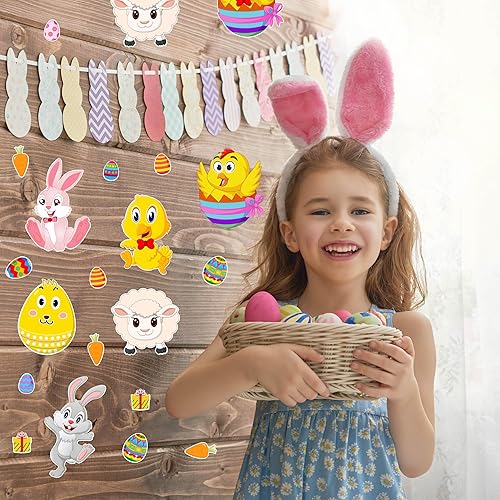 Miniatura 6 de 36 hojas de calcomanías de Pascua para niños, haz tus propias calcomanías de Pascua para niños, huevos de Pascua, animales de granja, conejo,