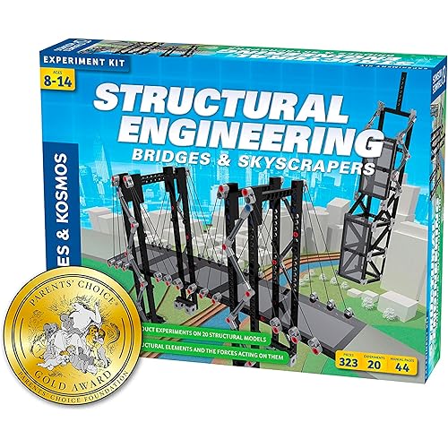 Thames & Kosmos Structural Engineering: Bridges & Skyscrapers | Science & Engineering Kit | Build 20 Models | Learn about Force, Load, Compression, Tension | Parents' Choice Gold Award Winner, Blue