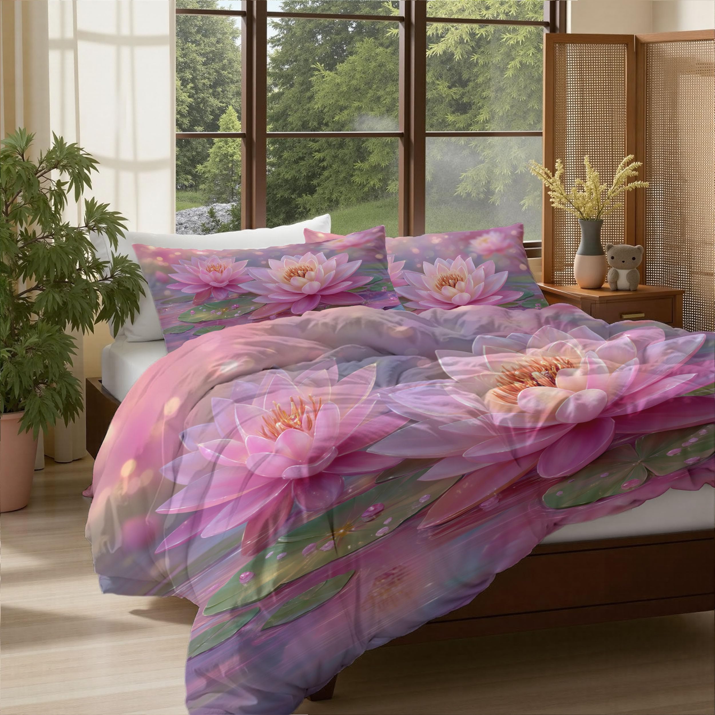 Ensemble literie style sakura avec housse de couette 220x240cm pour décoration intérieure