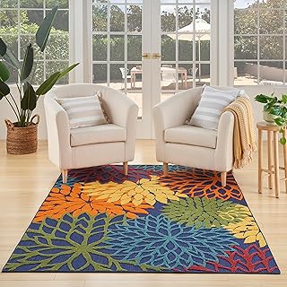 Nourison Aloha Indoor-Outdoor Navy Multicolor 3'6