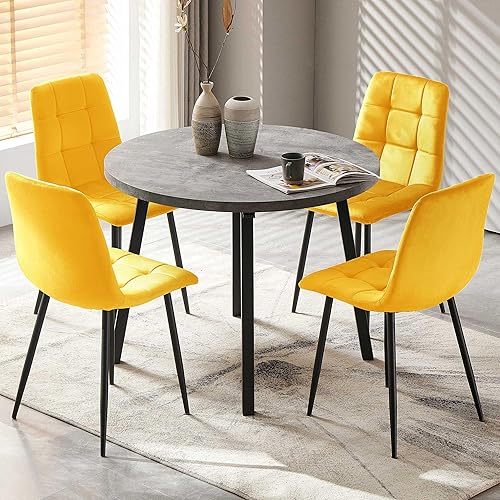Miniatura 9 de Juego de 4 sillas de comedor de terciopelo, sillas de comedor grises con patas de metal, ideales para cocina, comedor, sillas de cocina para 4