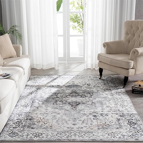 Miniatura 1 de Syalife Alfombra vintage lavable, alfombra de sala de estar con parte trasera antideslizante, alfombra de interior envejecida que no desprende