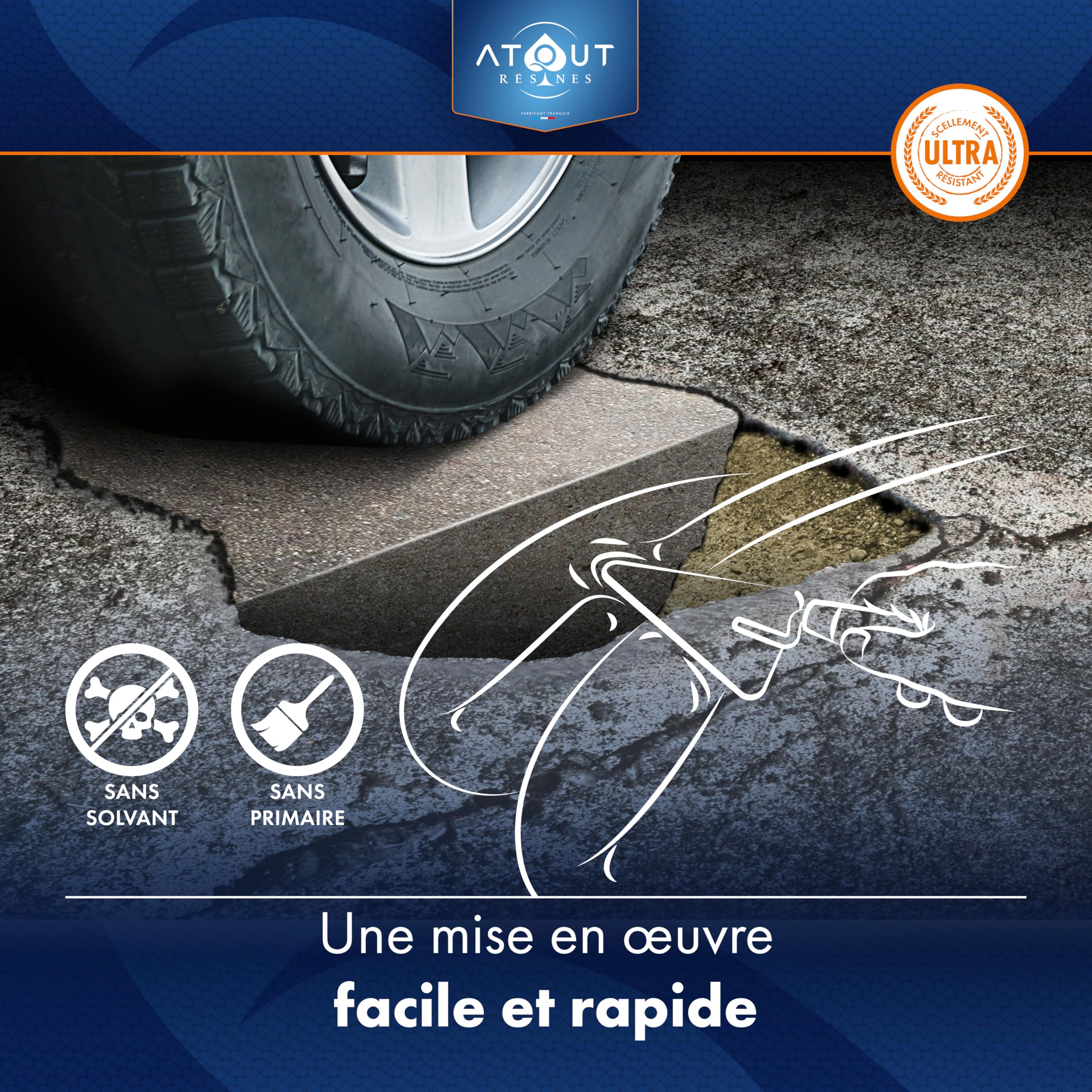 Le véritable Mortier époxy, rebouchage et réparation, kit de 5 kg tri-composants. Multi-Usages, pour sols intérieur extérieur