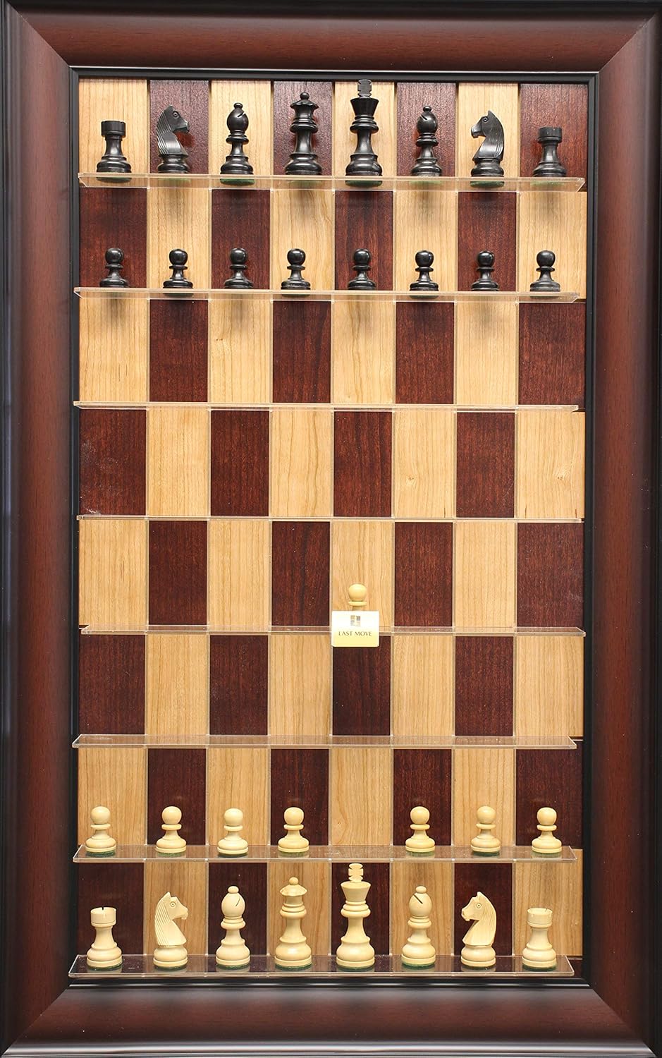 Basic Chess Pieces on Red Cherry Straight Up Chess Set with Red Accent Frame