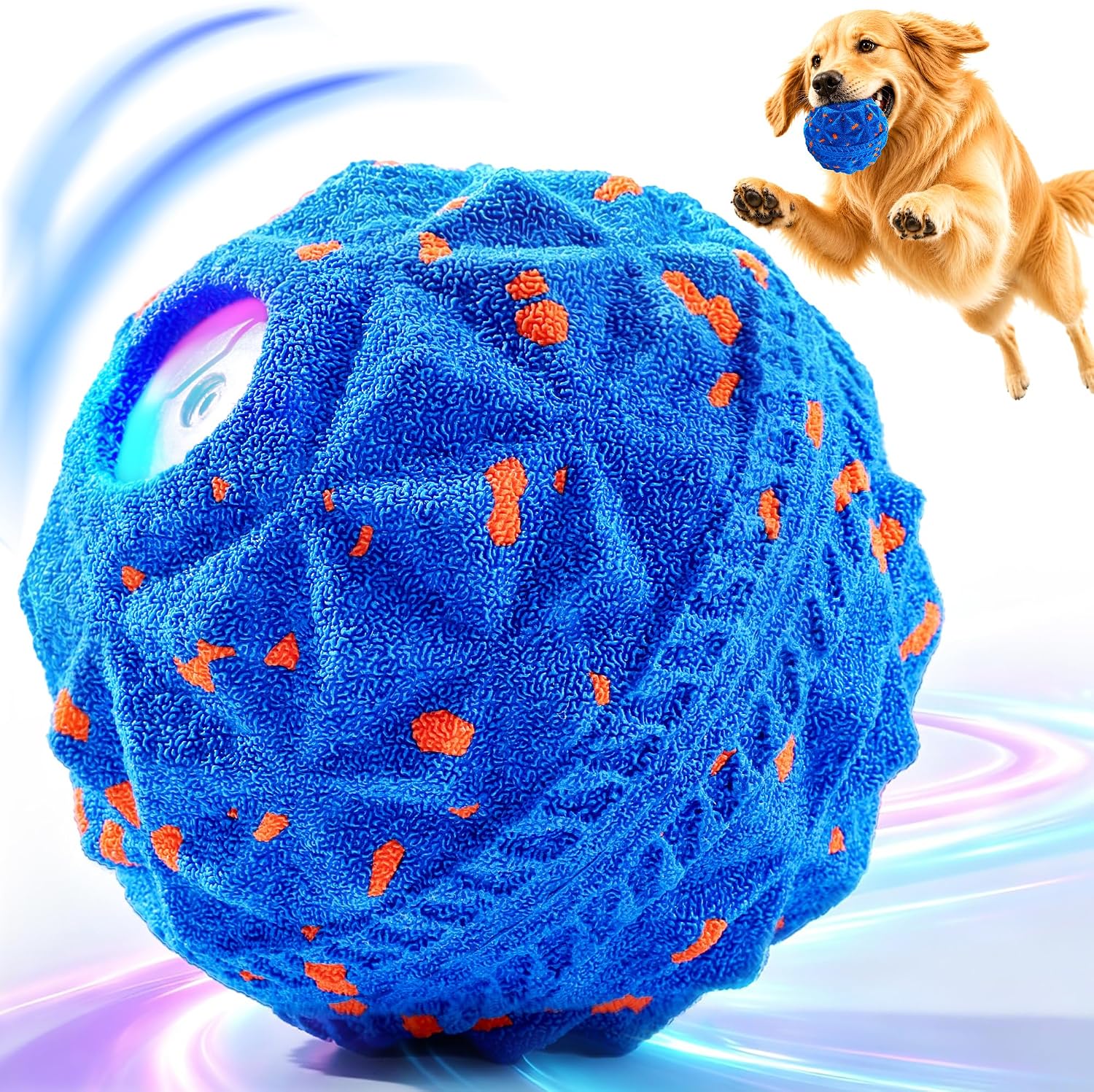 Interactive Dog Ball, Automatic Rolling and Bouncing Toys, Blue | Smart Dog Toy for Medium Large Size to Keep Them Busy｜2 Motion Play Modes for Active Chase｜Easy Clean ETPU Shell｜Rechargeable