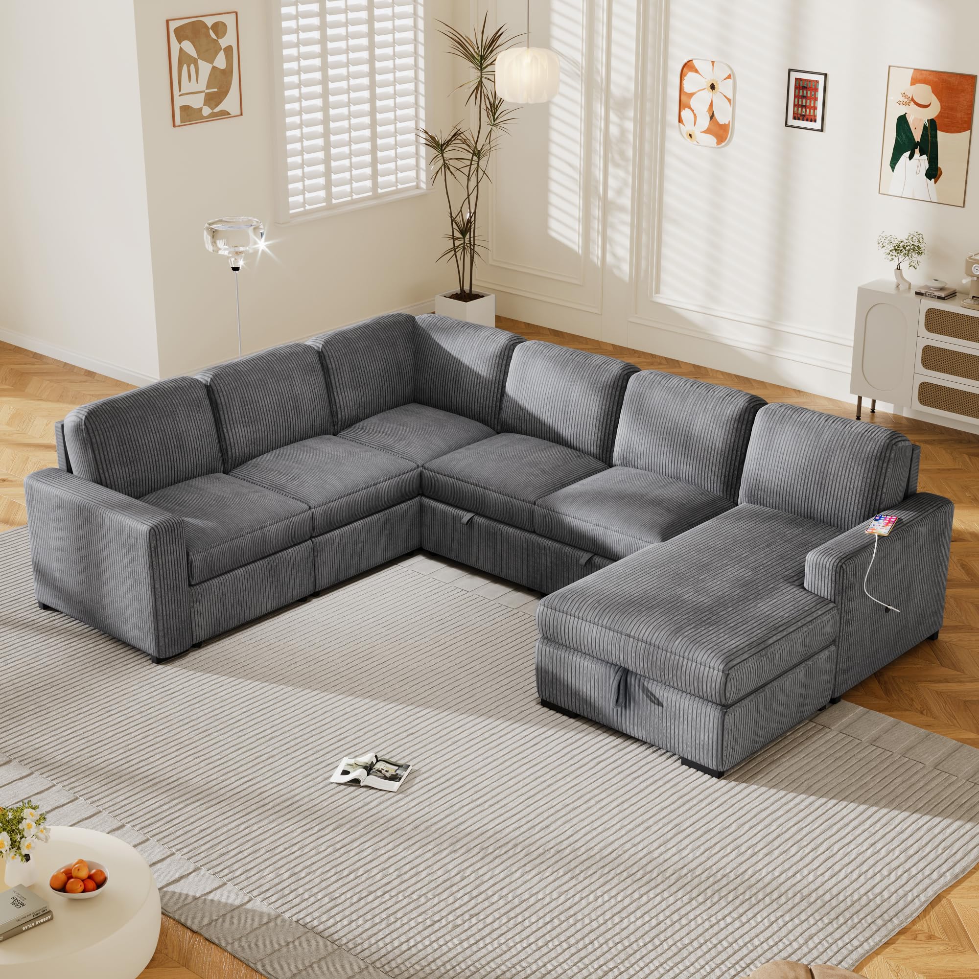 Amazon.com: BAMOOLI 116.5'' U Shape Modular Sectional Sofa, Modern