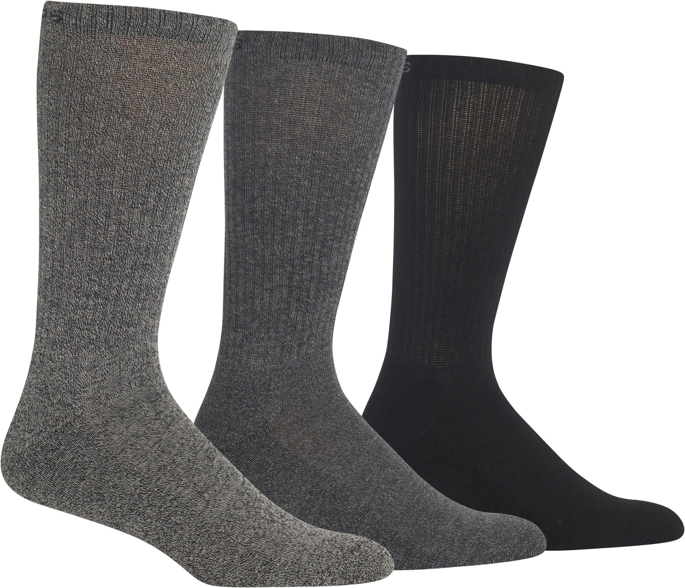 Chaps Men's Solid Mock Rib Casual Crew Socks-3 Pair Pack-Poly Cotton Blend