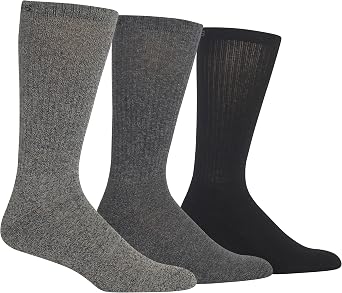 Chaps Mens Solid Mock Rib Casual Crew Socks - 3 & 6 Pairs - Poly Cotton Blend