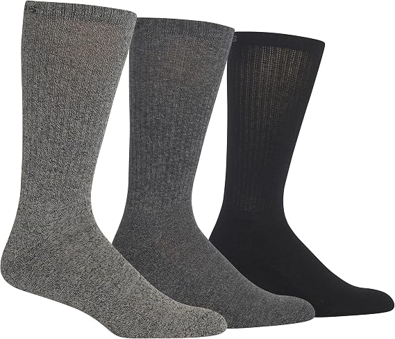 Chaps Men's Solid Mock Rib Casual Crew Socks - 3 & 6 Pairs - Poly Cotton Blend