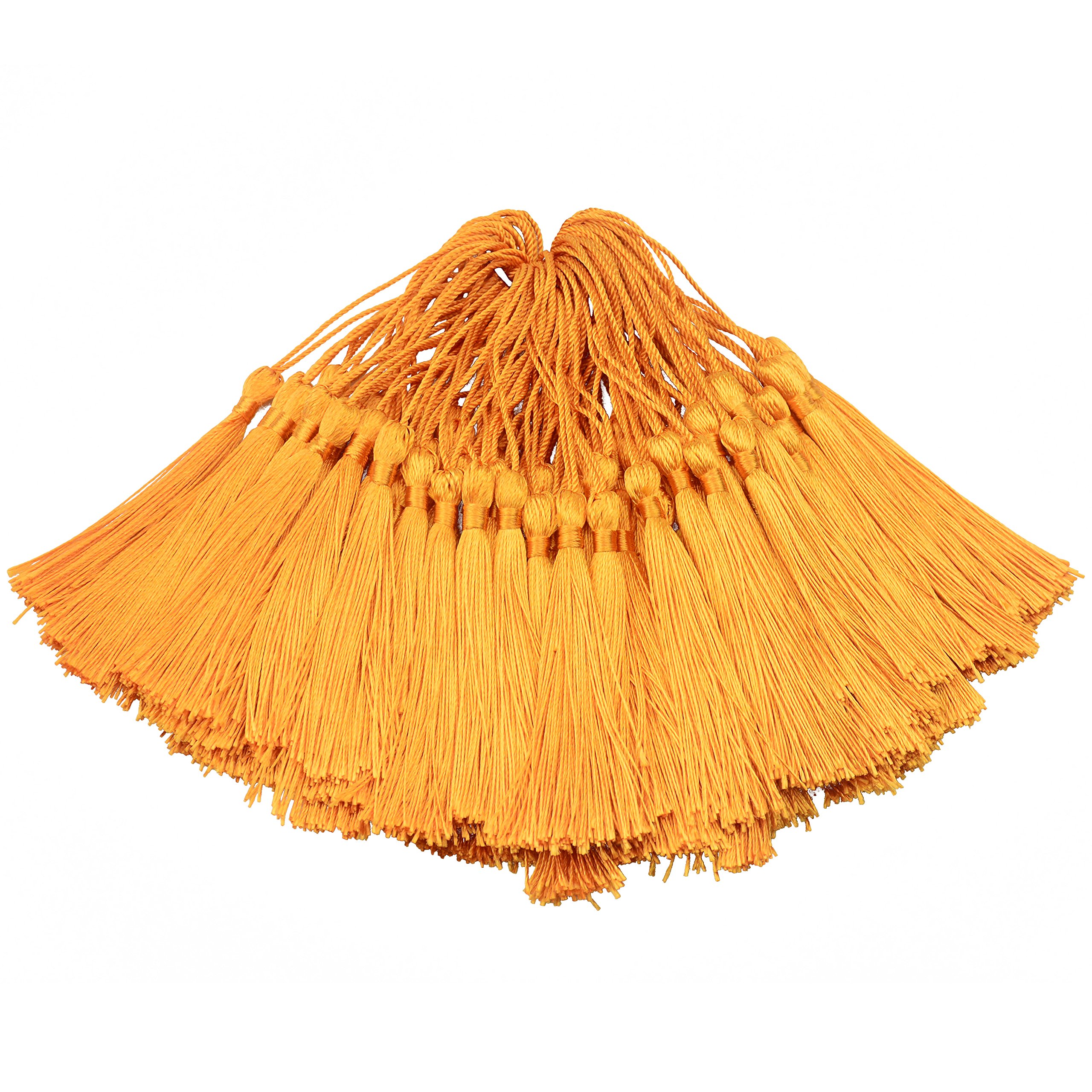 100Pcs 5 Inch Silky Bookmark Tassels for Jewelry, Souvenir(Orange)