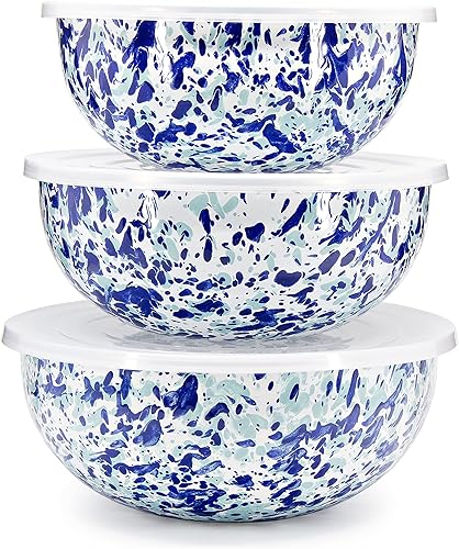 Golden Rabbit Esmalte - Juego de 3 cuencos para mezclar (océano)