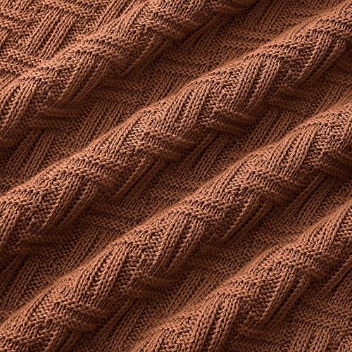Miniatura 7 de TREELY Cable Throw Blanket for Couch and Bed, Soft Cozy Fall Knit Blanket, Farmhouse Warm Knitted Throw Blankets for Winter (60 x 80 Inches,