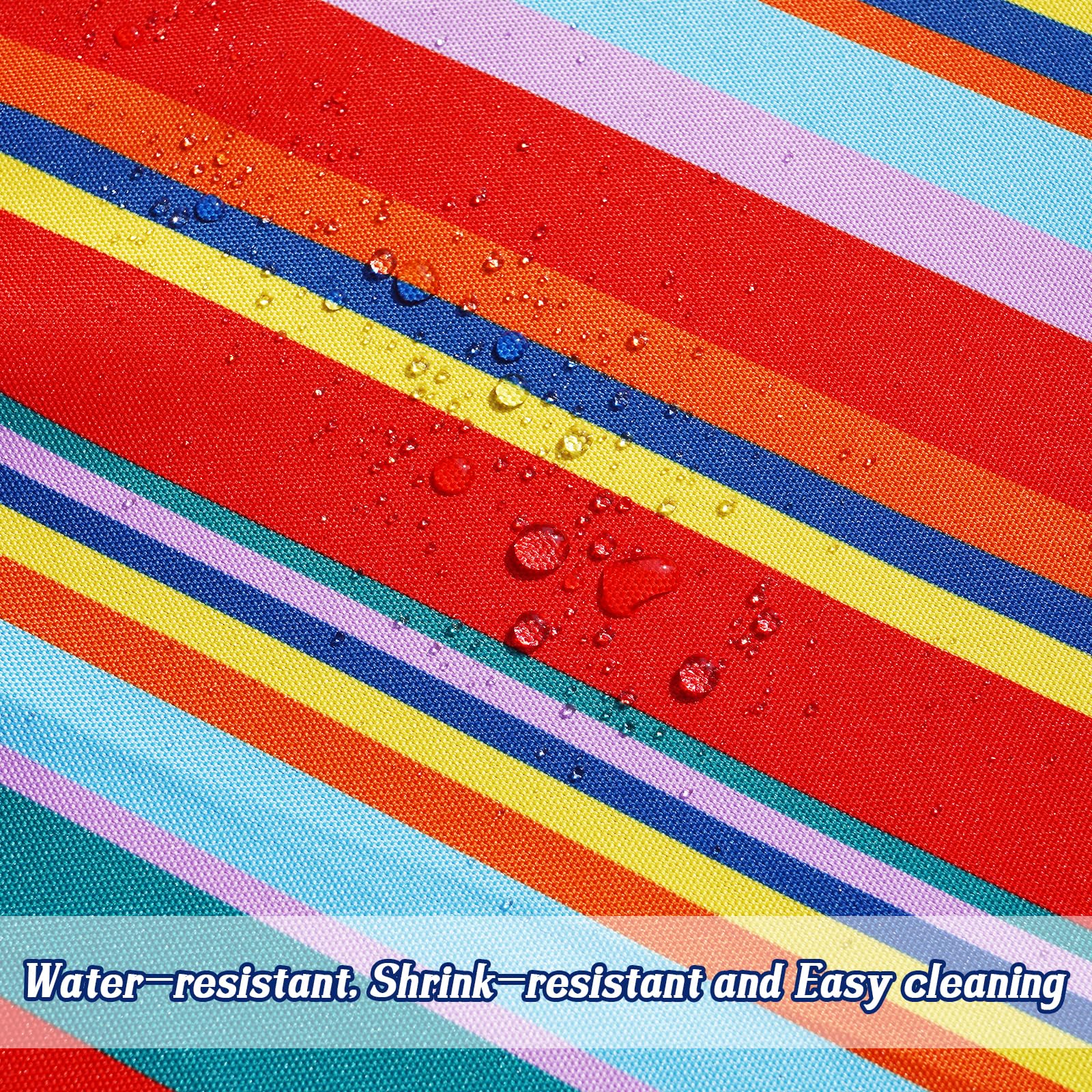 Poise3EHome 52 inches Outdoor Waterproof Spillproof Round Tablecloth with Umbrella Hole for Camping, Patio, Picnic, Spring, Summer, Color Stripe