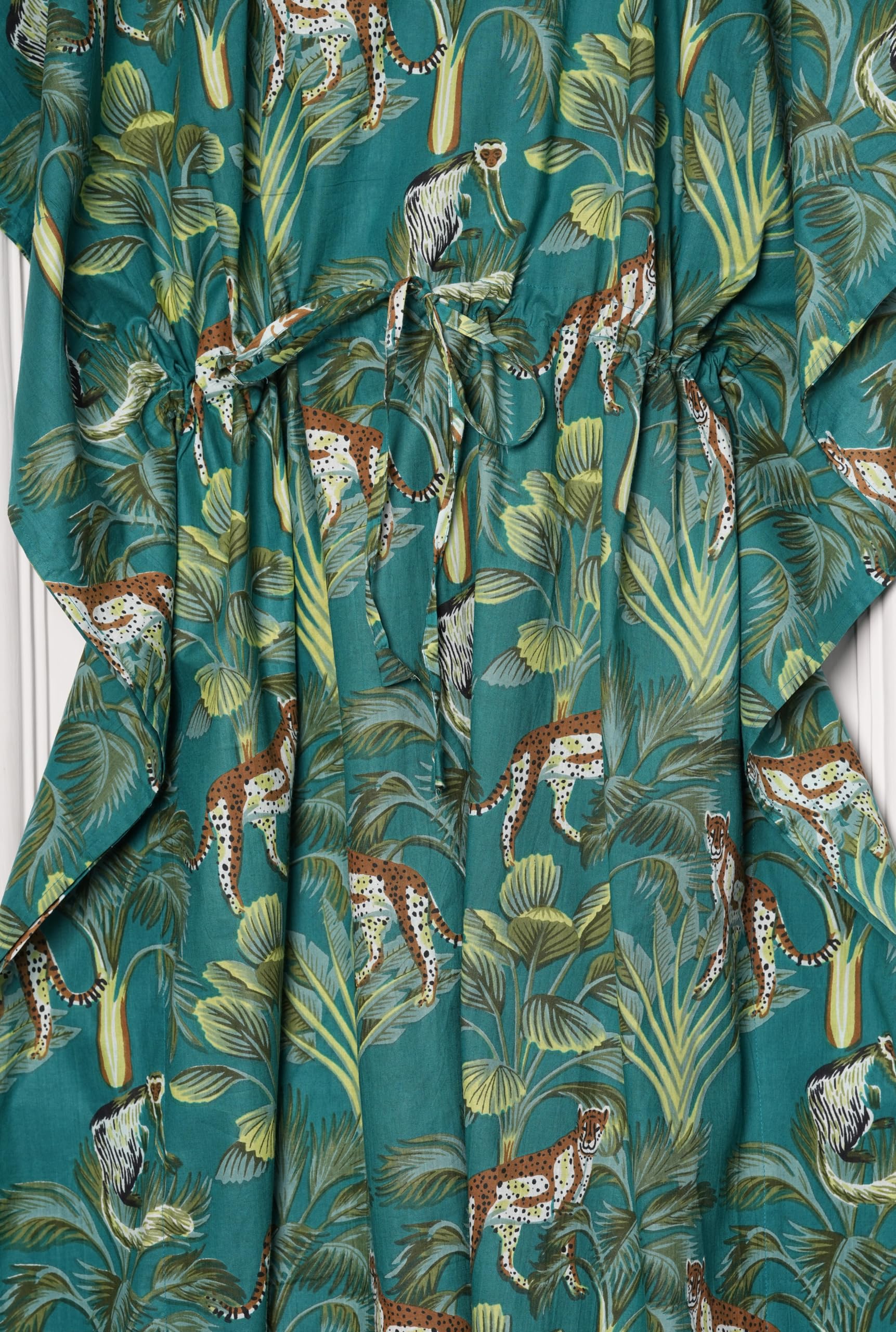 INDACORIFY Caftan Indien en Coton Doux imprimé à la Main, imprimé Floral, vêtements de Plage décontractés, Tuniques d'été, Robe Maxi Longue en Coton