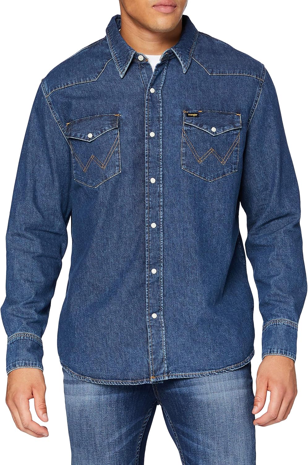 Wrangler Men's Icons Denim Shirt, Blue 