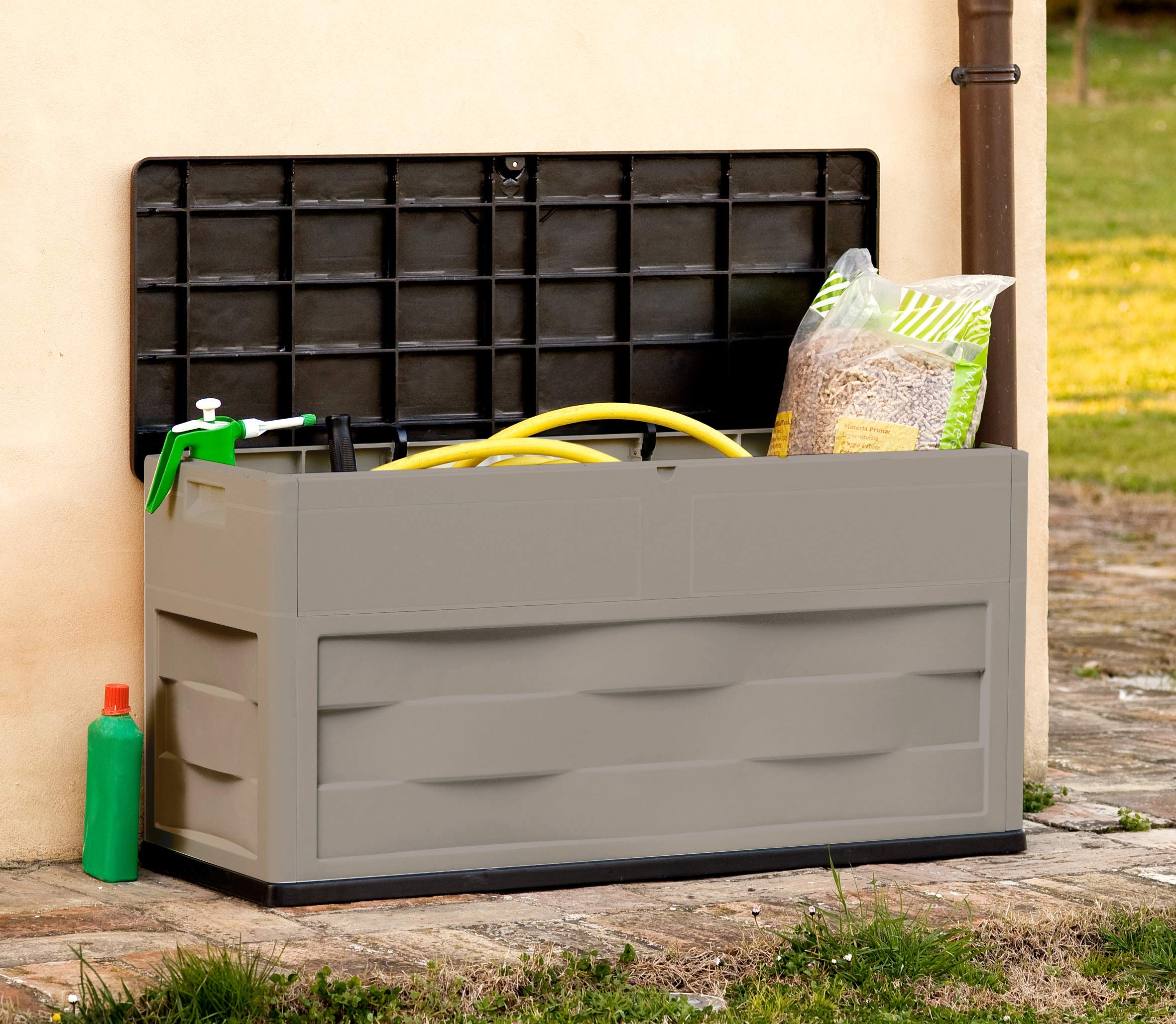 Toomax Ambition baule da giardino 320L portattrezzi 119x46x60h cm grigio tortora/nero UV