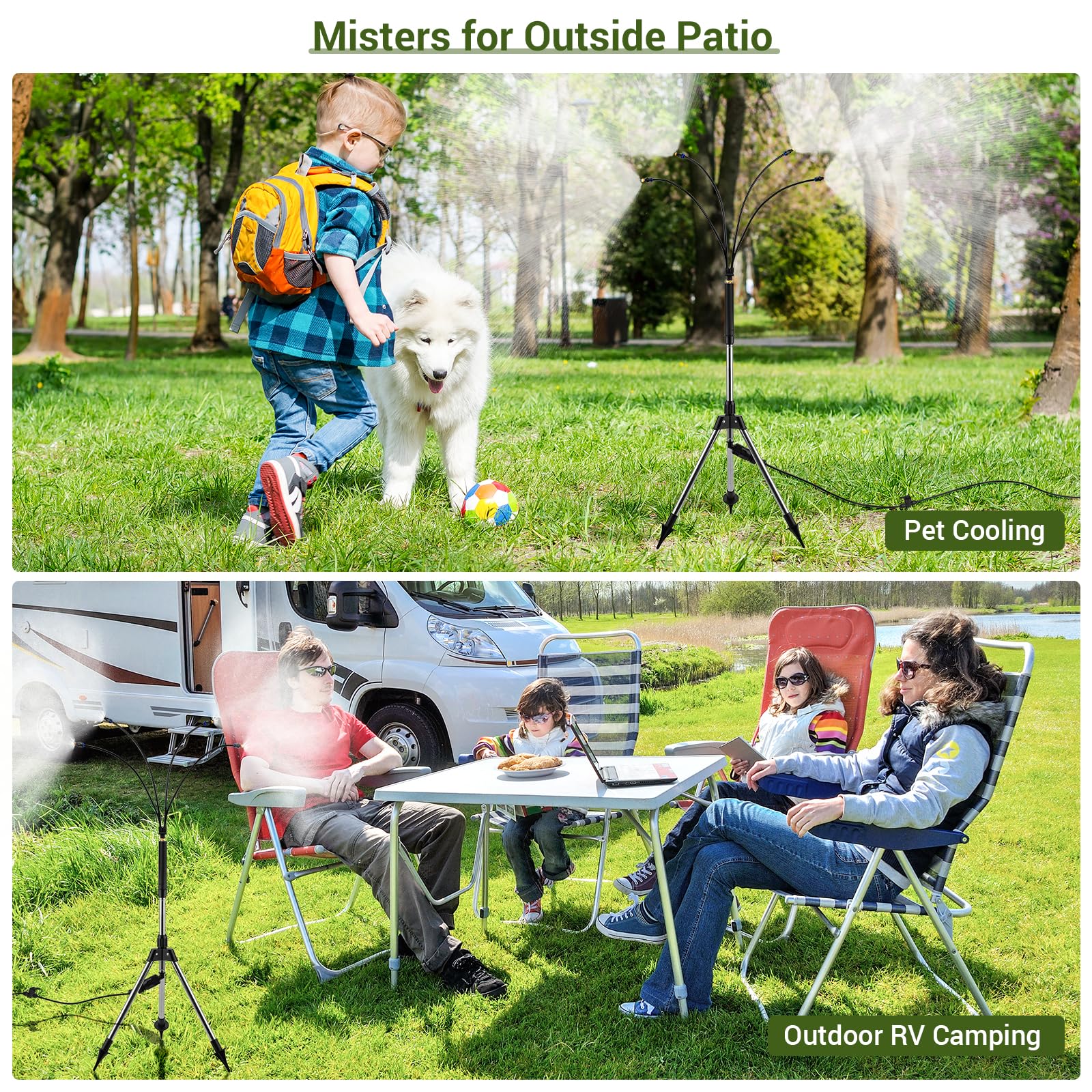 Stehende Sprühnebel für Außenterrasse, verstellbar, 1,4 m, tragbares Nebelsystem, Kühlung, Outdoor, 9 m, Lange Wasserlinie