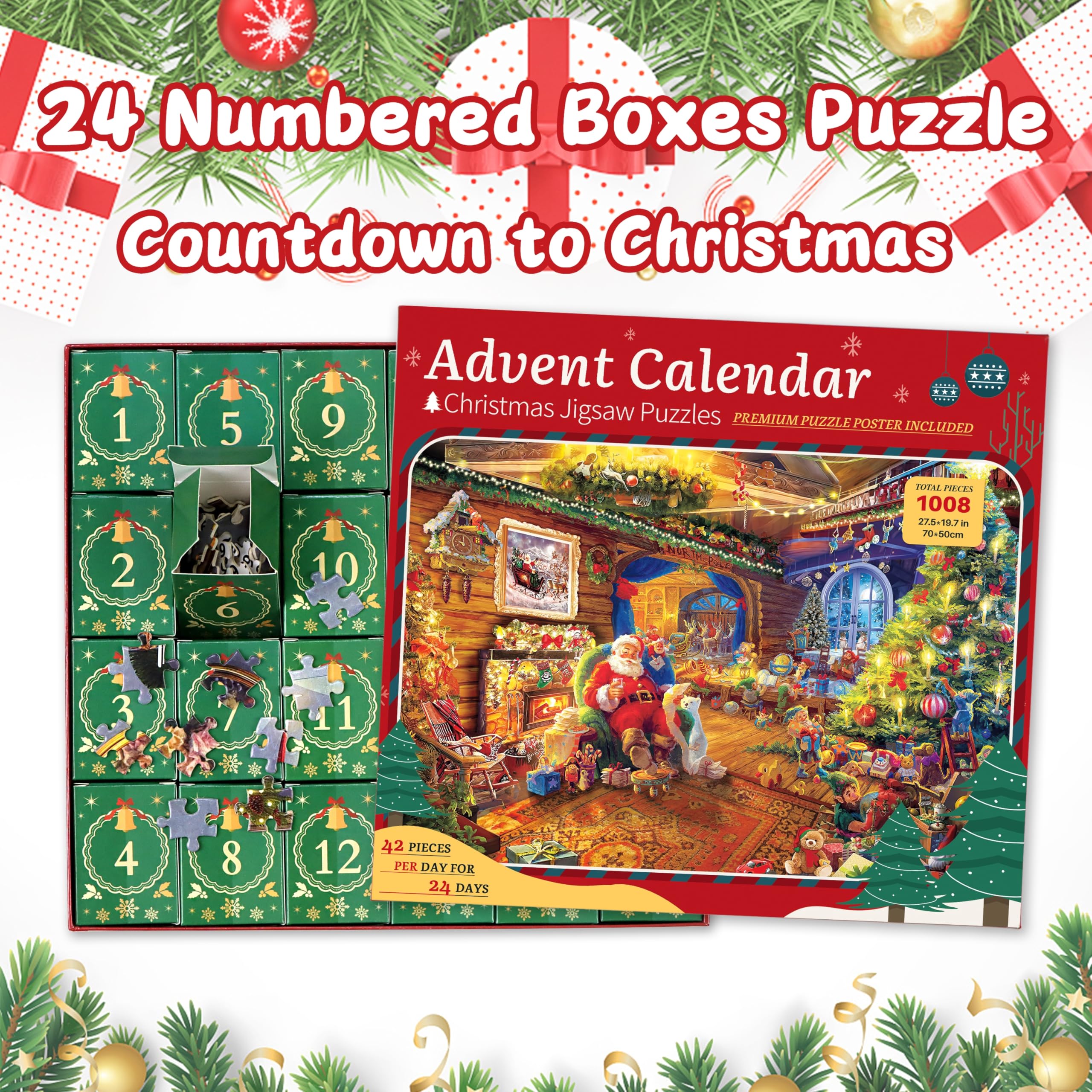 Advent Calendar 2025 Christmas Puzzle for Kids Adults