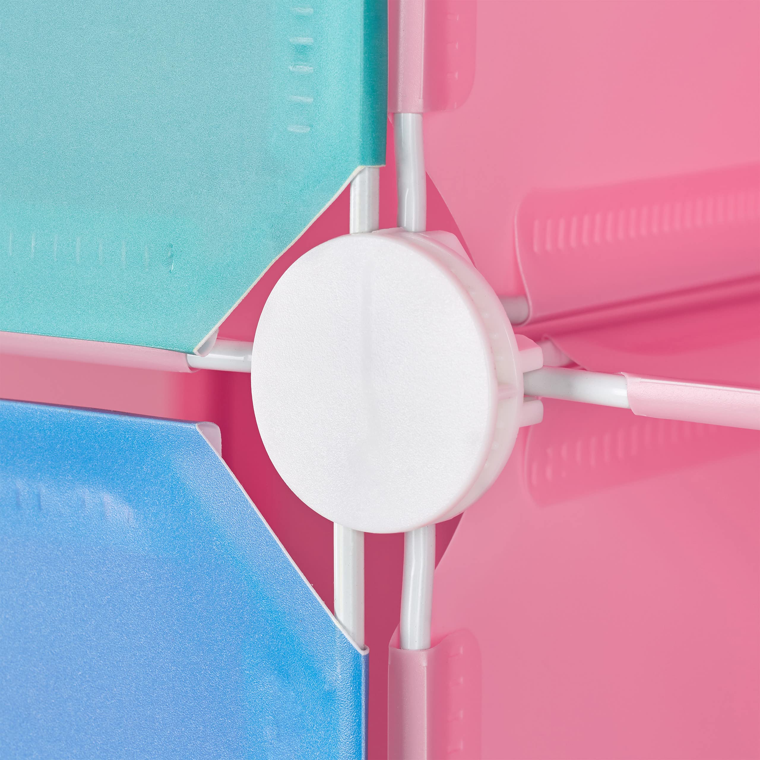 Relaxdays Scaffale Componibile per la Cameretta dei Bambini, Immagini Graziose di Animali, Ante e Bastone Appendiabiti, Rosa