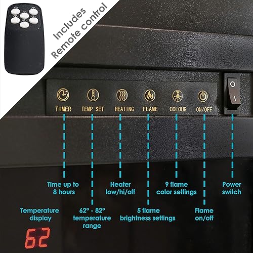 Miniatura 3 de Sunnydaze Cozy Warmth - Chimenea eléctrica para interiores, calentador de chimenea falso con 9 opciones de color, 23 pulgadas