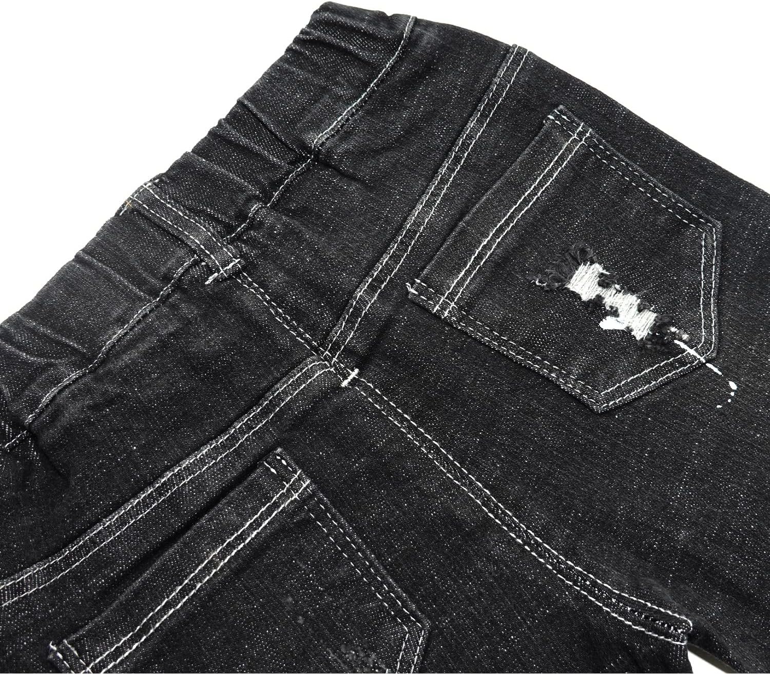 Little Kid Jeans, Baby Boys Girls Elastic Waist Ripped Denim Pants - Image 4