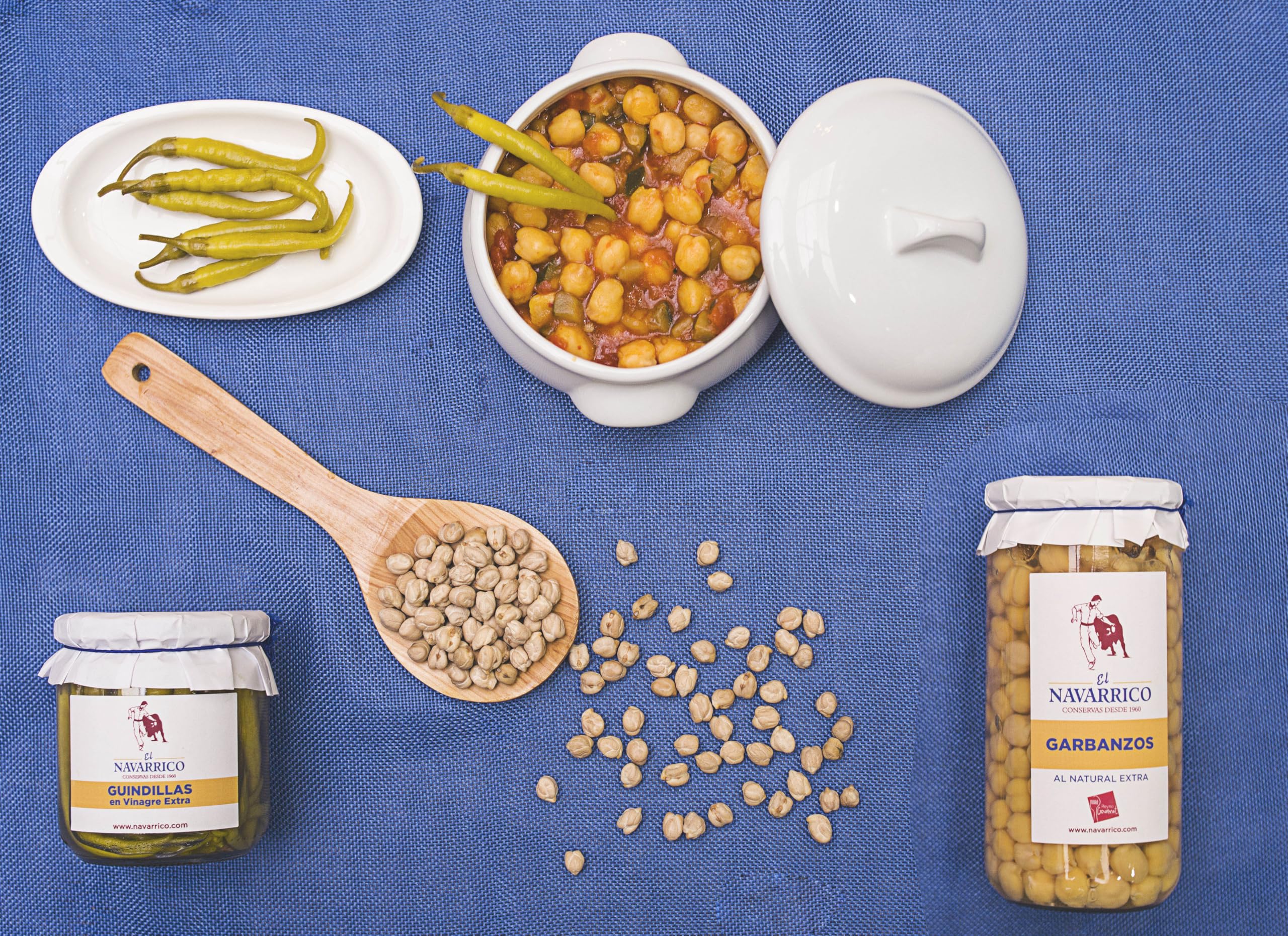 El Navarrico Mediterranes Gemüse-Probierpaket mit Artischocken 390 g, Piparra-Paprika 300 g und Spargel mit Senfdressing 310 g | 3er-Set spanischer Spezialitäten