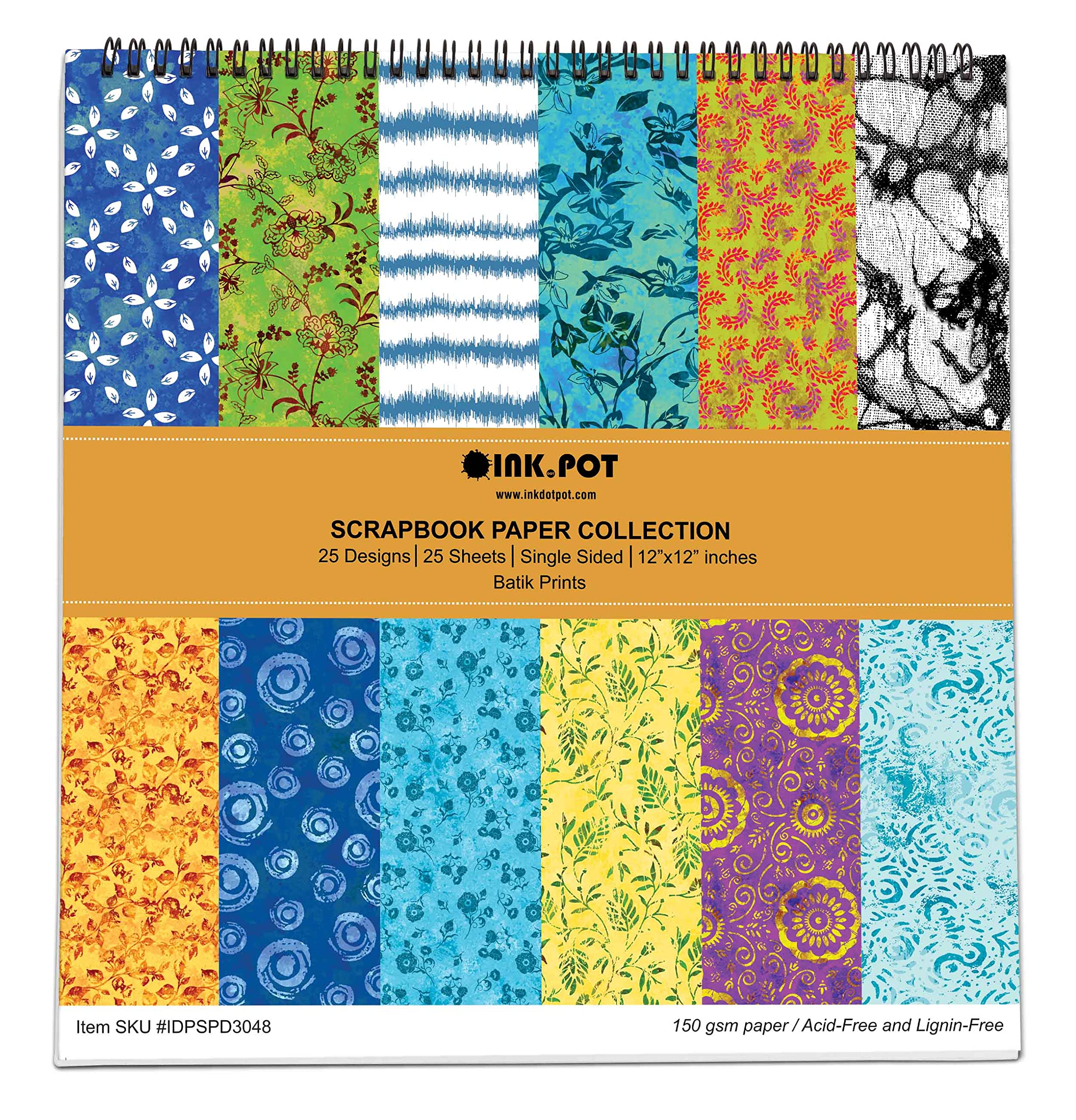 Inkdotpot 25 Sheets Batik Animals Scrapbook Paper Pad 12x12- Single-Sided Scrapbook Paper- Colorful Cardstock Paper Scrapbooking DIY Decorative Background Cardmaking Supplies- Journal Craft Paper
