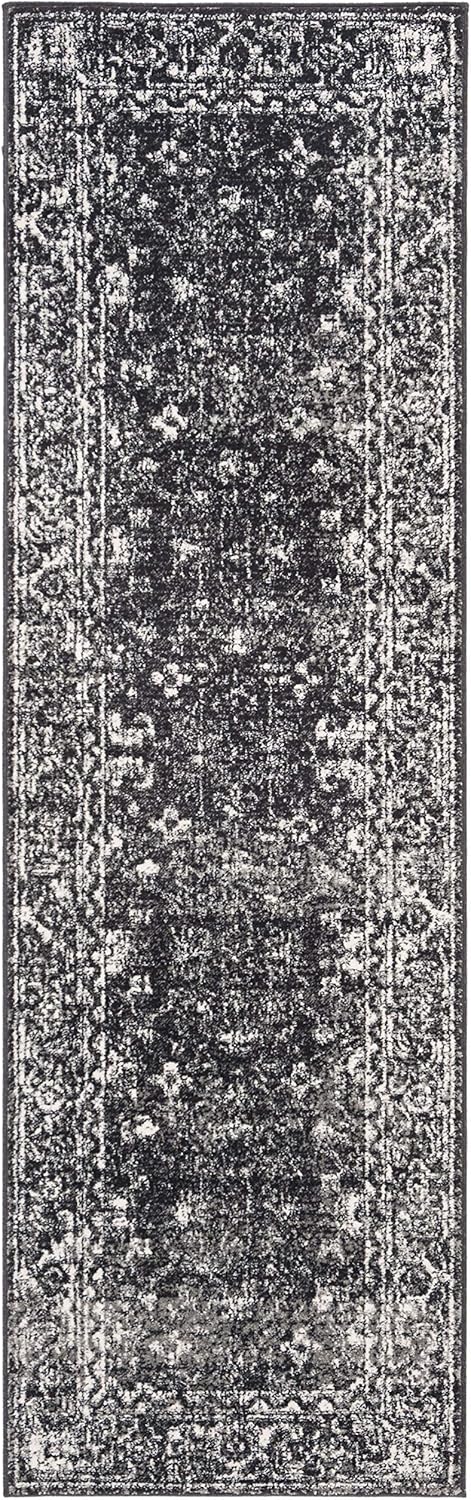 SAFAVIEH Evoke Collection 2'2" x 9' Charcoal / Ivory EVK270K Shabby Chic Distressed Non-Shedding Living Room Entryway Foyer Hallway Bedroom Runner Rug : Everything Else