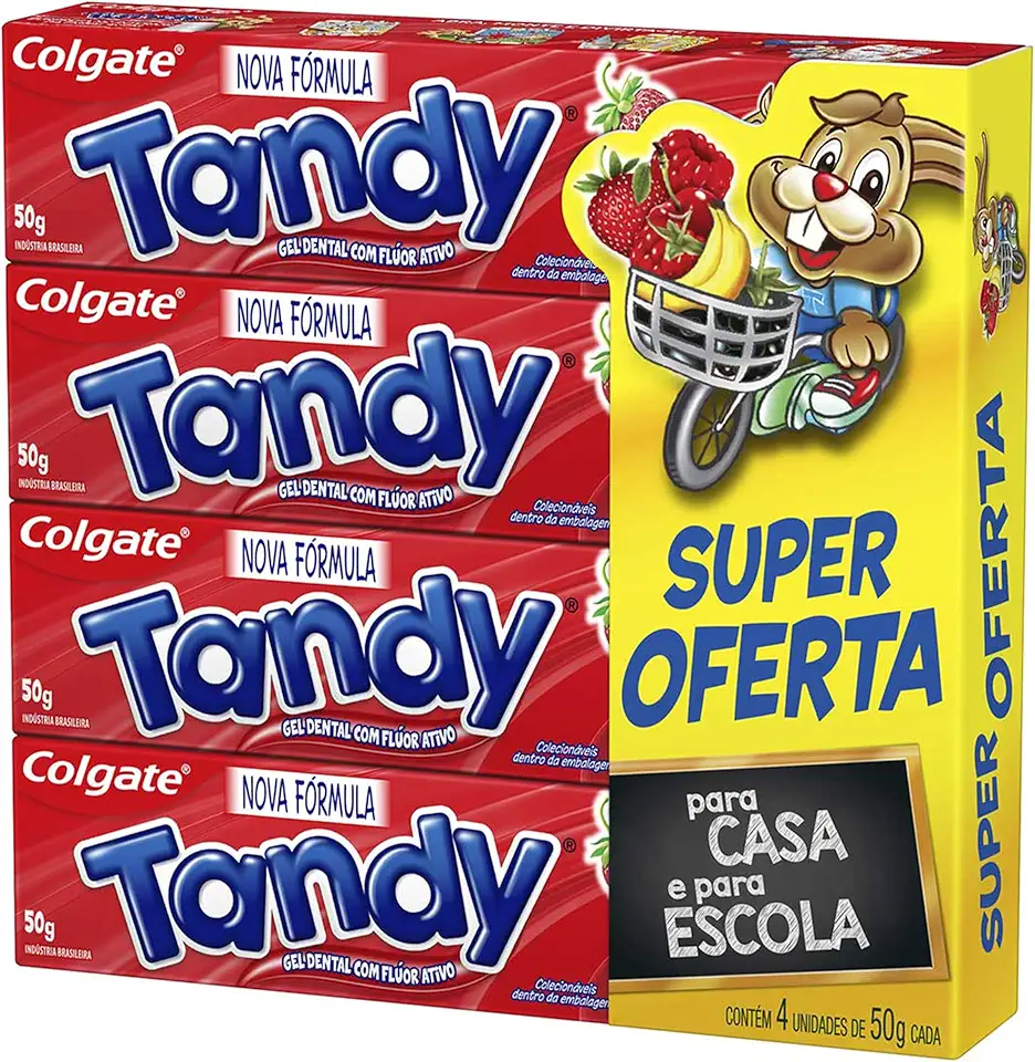 Colgate Creme Dental Infantil Tandy Morangostoso 50g 4 unidades