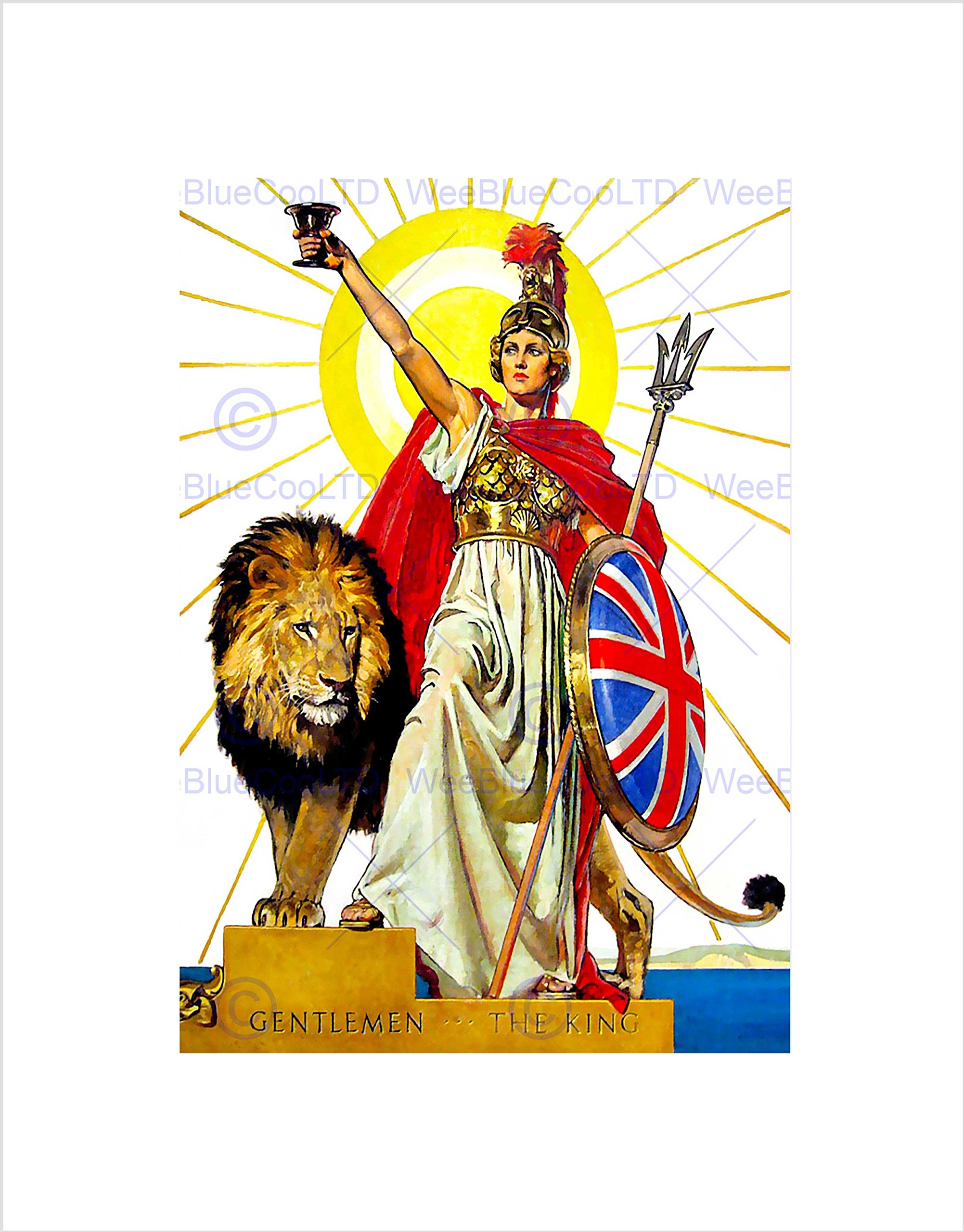 Wee Blue Coo ILLUSTRATION BRITISH LION BRITANNIA NEW BLACK FRAMED ART PRINT B12X10715