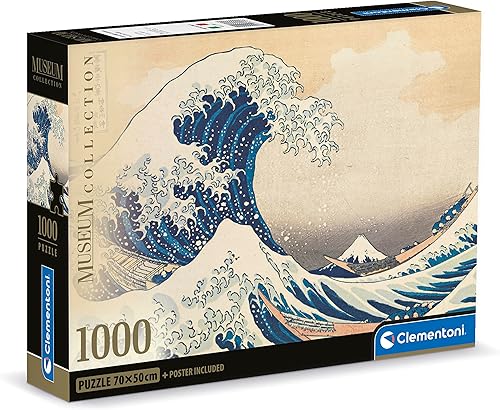 Clementoni | Hokusai Puzzle The Great Wave Adult | 1000 piezas | Juego de mesa | Impresión japonesa Ukiyo-e | 27.6 x 19.7 in | Arte para ensamblar |