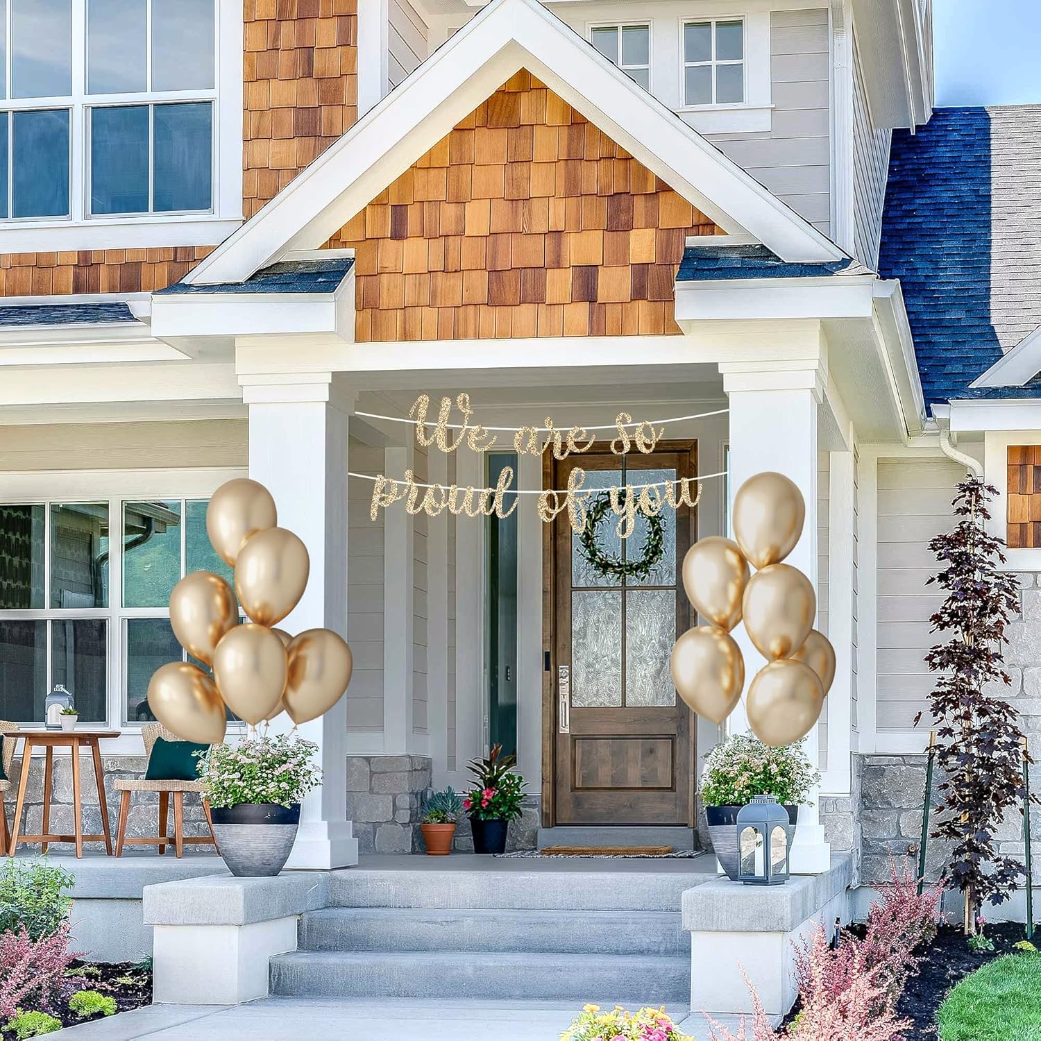 Pre-strung We Are So Proud of You Banner - No DIY - Gold Glitter Graduation Party Banner - Pre-strung Garland on 6 ft Strand - Grad Congrats Class of 2026 Decorations & Decor. Did We Mention No DIY - Image 6