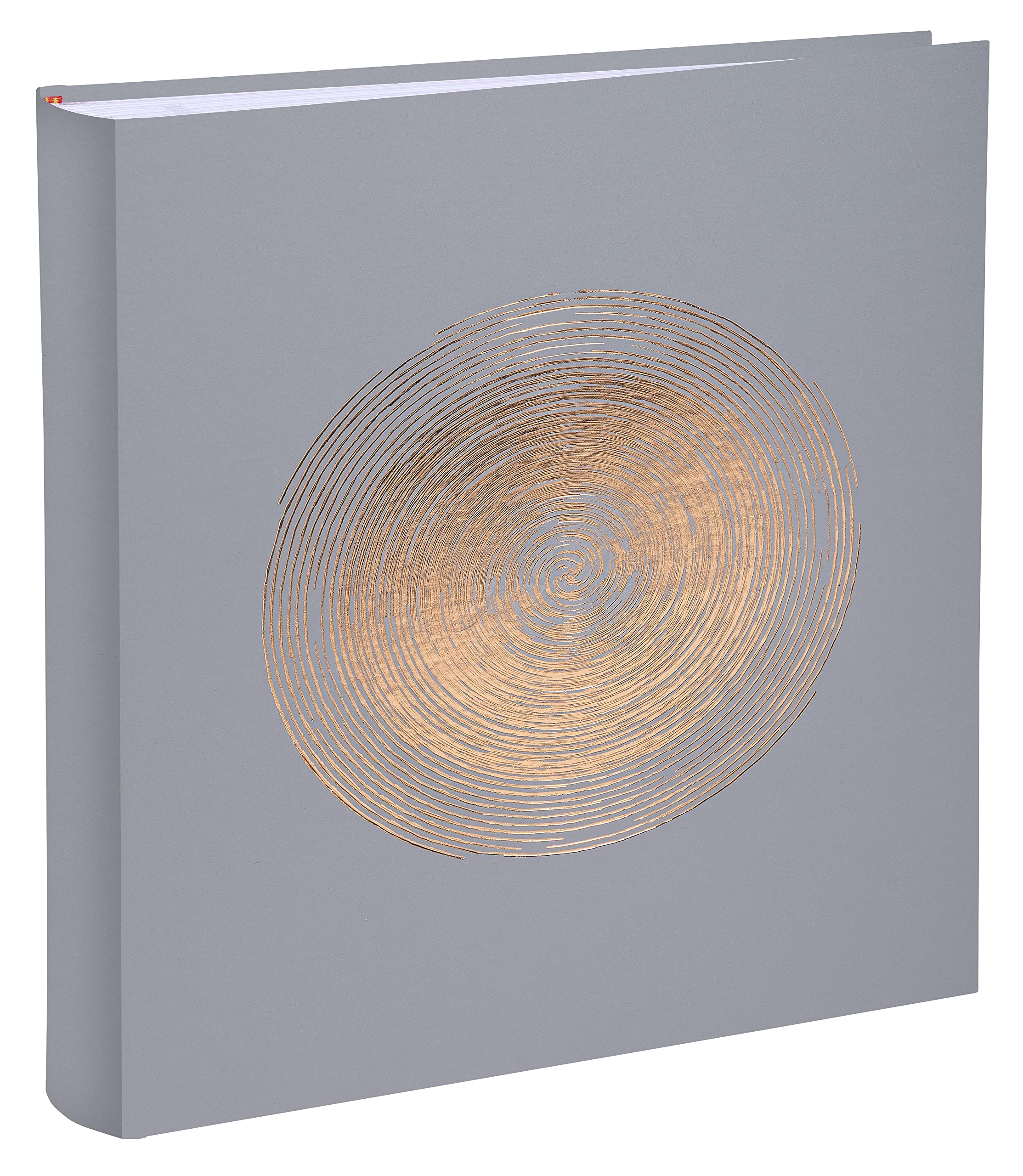 Exacompta - Ref. 16265E - ELLIPSE book photo album - 300 photos - 60 white pages - size 29 x 32 cm - gray imitation leather cover with rose gold marking in the shape of an ellipse