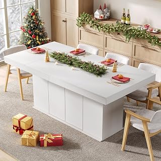 Counter Height Dining Table for 6-8 People, 78" Large Dining Room Table with Storage Cabinet, Rectangular Kitchen Table for Kitchen, Dining Room, Living Room
