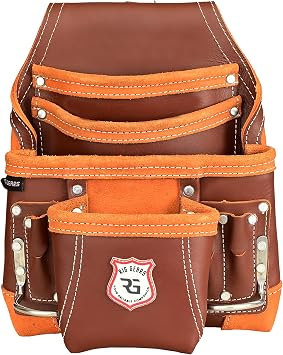 Leather Tool Belt for Electrician Tool Pouch Bags|10 Pocket Carpenter Tools,Construction,Framers,Electrician Tool Belt Pouches|2X Metal Hammer Holder|Heavy Duty Leather Tool Pouch