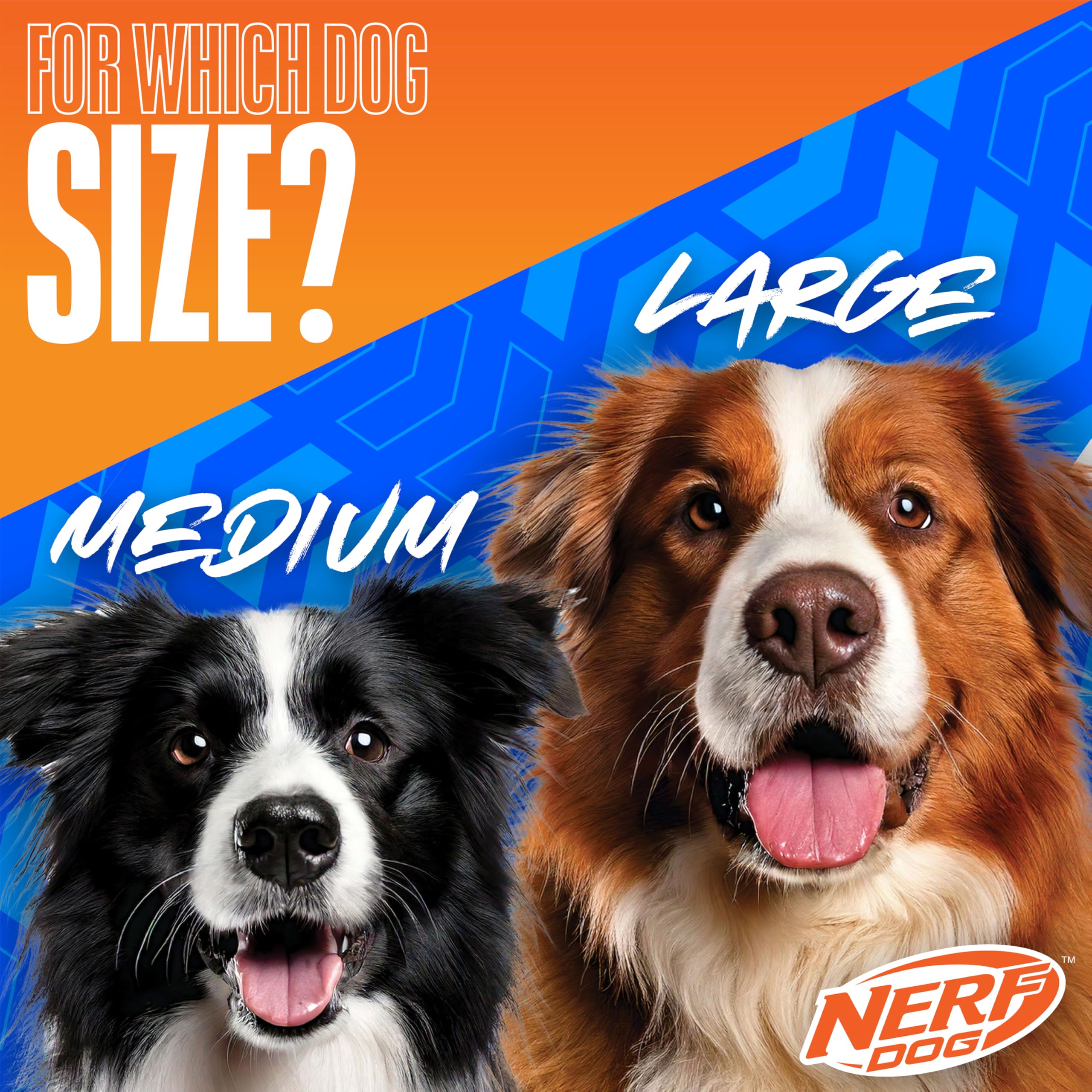 Nerf Dog 29,2 cm 3-Ring-TPR-Zerrer, Hundespielzeug für Welpen, mittelgroße Hunde, interaktives Spielen, blau, grün und orange